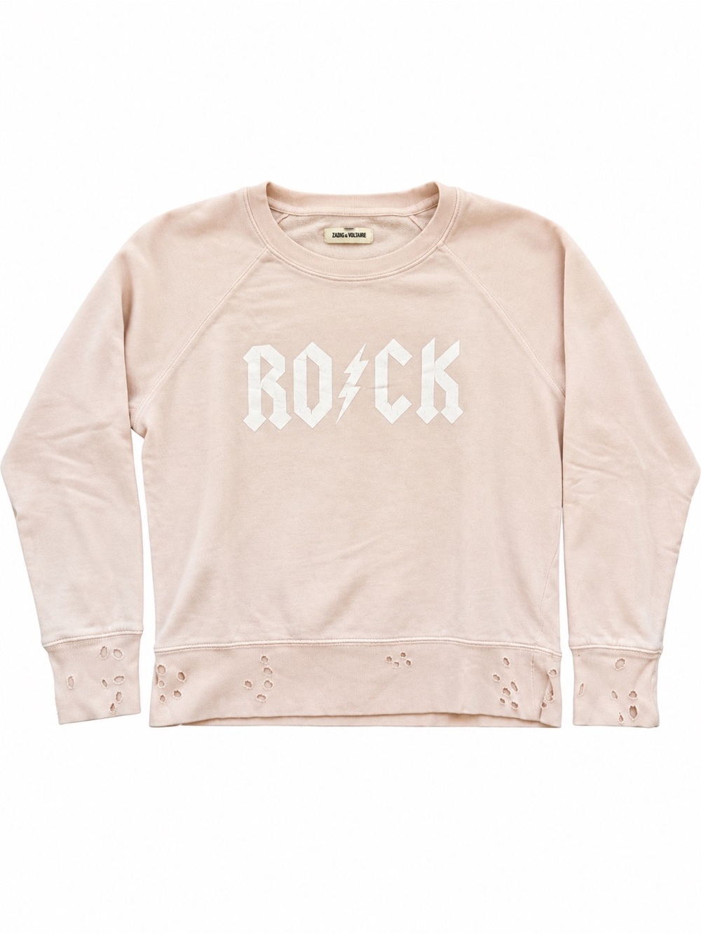 Zadig & Voltaire ROCK Distressed Graphic Sweatshirt Pink XS